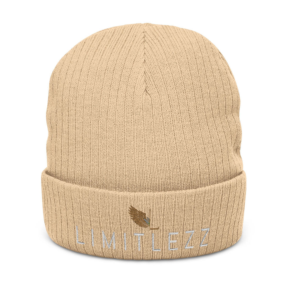 Thumbnail: UNISEX LIMITLEZZ, Embroidered Ribbed Knit Beanie