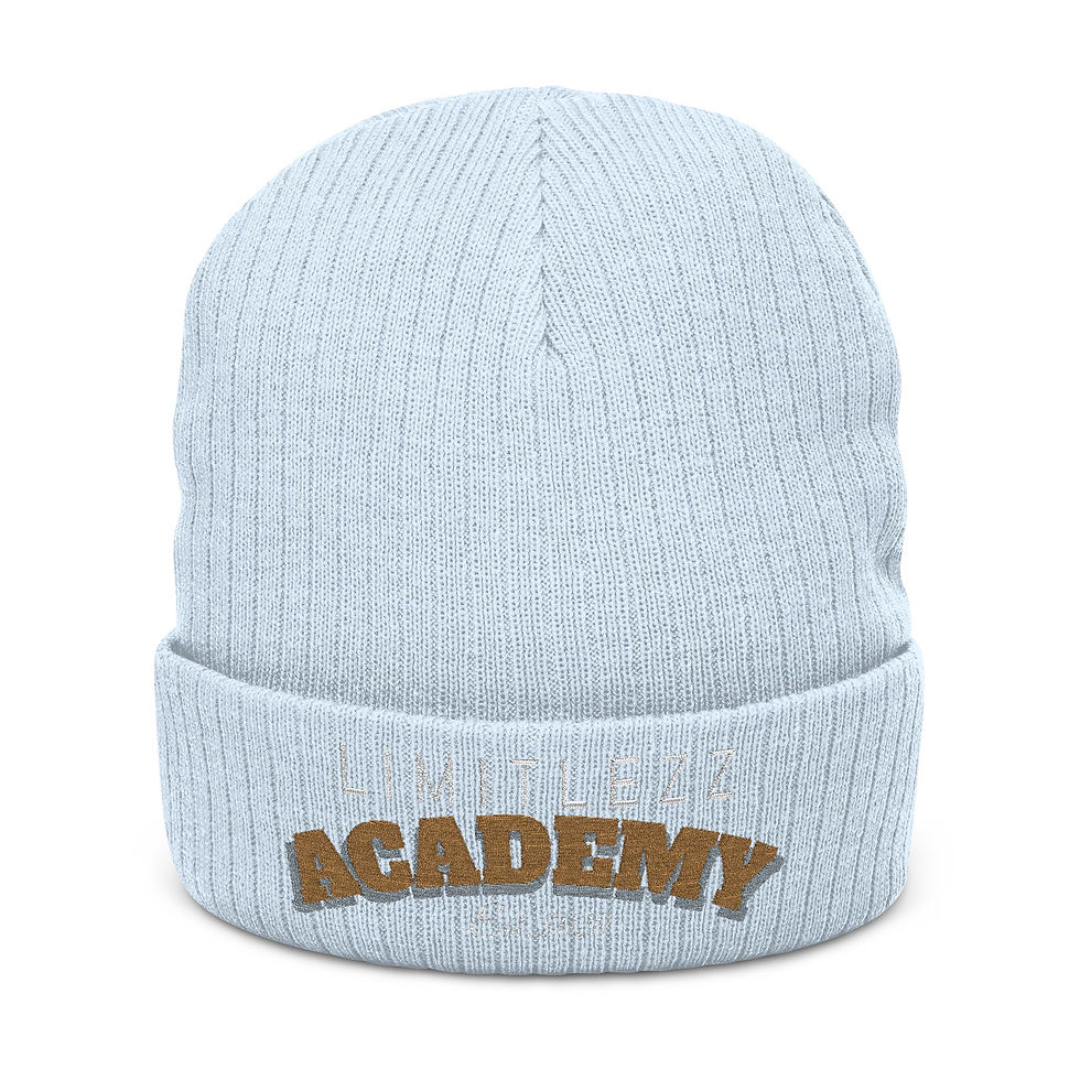Thumbnail: UNISEX LIMITLEZZ ACADEMY, Embroidered Ribbed Knit Beanie