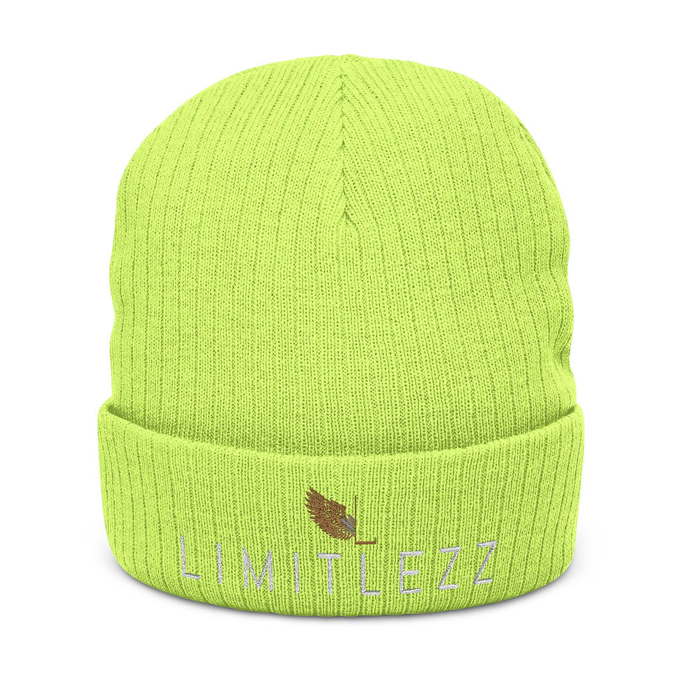 Thumbnail: UNISEX LIMITLEZZ, Embroidered Ribbed Knit Beanie