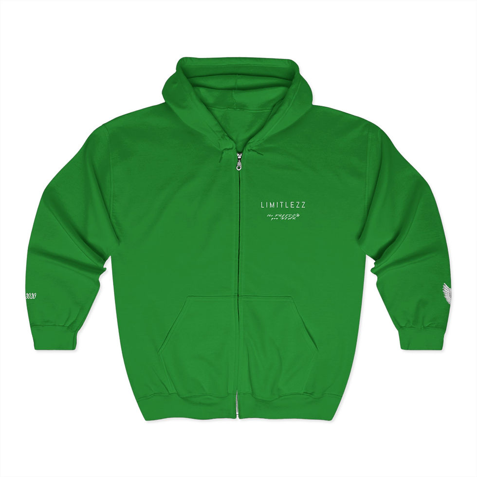 Thumbnail: UNISEX SPRING LIMITLEZZ SLOGAN, Embroidered Full Zip Hoodie
