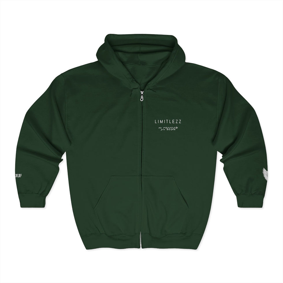 Thumbnail: UNISEX FALL LIMITLEZZ SLOGAN, Embroidered Full Zip Hoodie