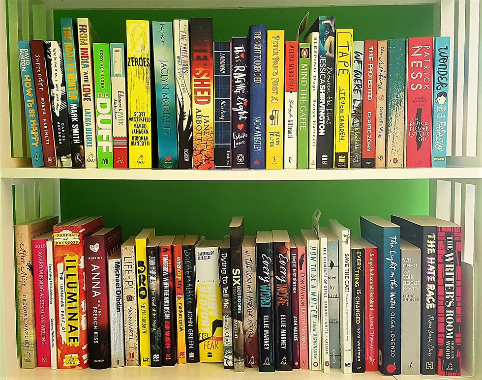 This year's TBR shelves. I have a book addiction problem.