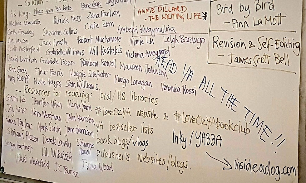 In Ellie Marney's workshop, we came up with a huge list of local and international YA authors. Then we added more. Gotta #LoveOzYA!