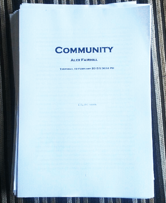 A photo of a hardcopy of Community