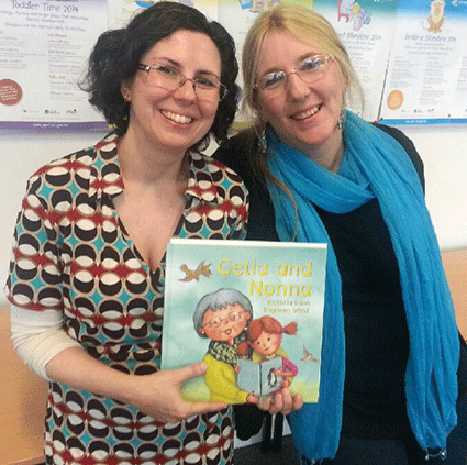 Author Victoria Lane and illustrator Kayleen West at the recent launch of Celia and Nonna. (A photo of Victoria and Kayleen holding 'Celia and Nonna')