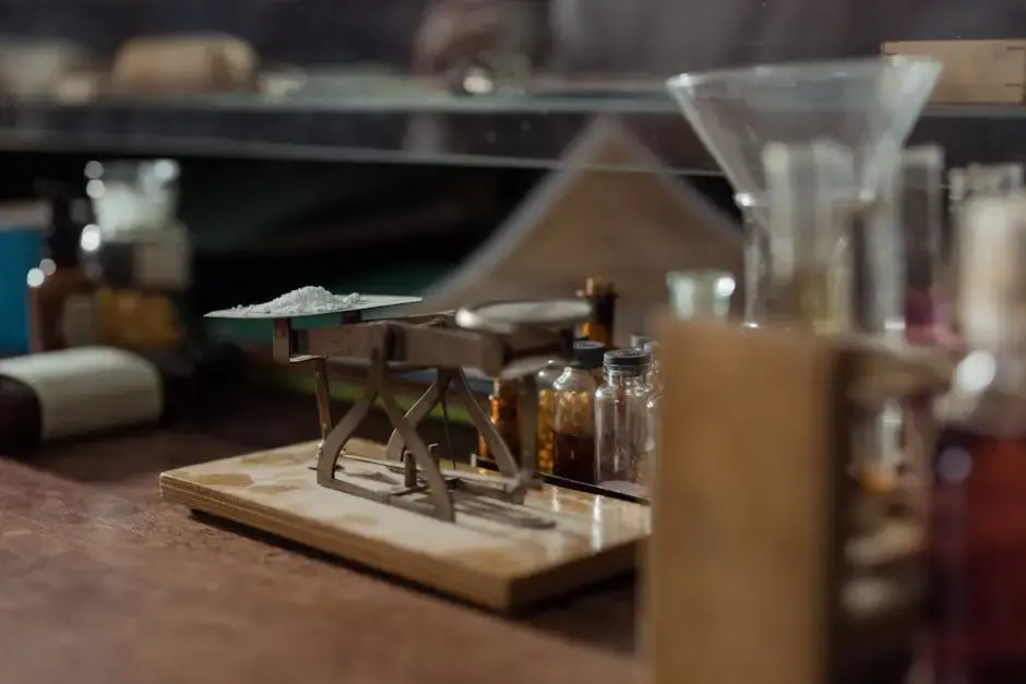 metal pendulum scale placed on desk for weighing small ingredients