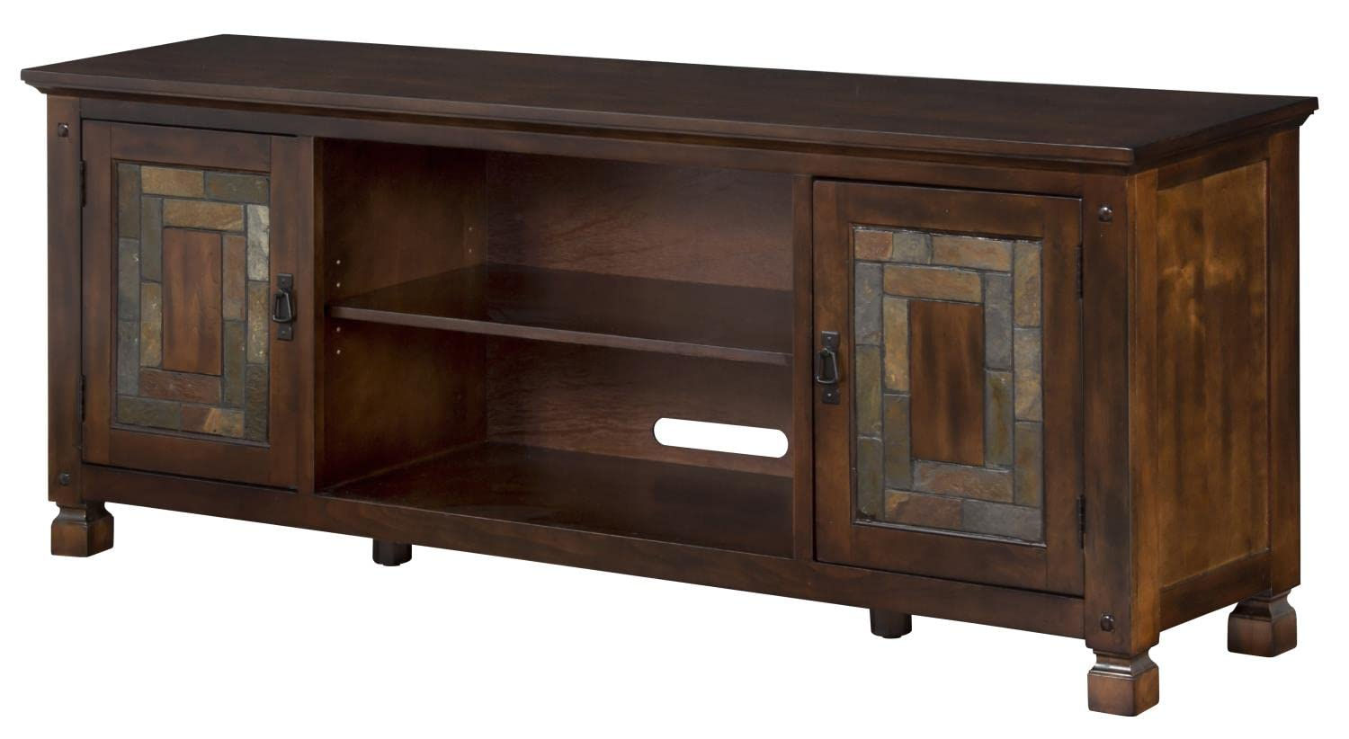Sunny Designs TV Console with Slate, 74", Dark Hazelnut