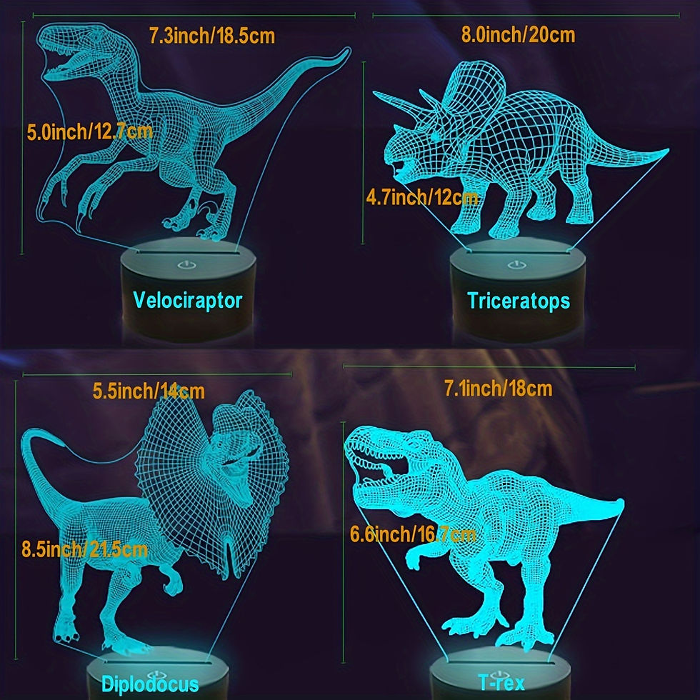Thumbnail: 1pc 3D Night Light, Creative Acrylic Bedside Table Lamp, Dinosaur Series Toy Nig