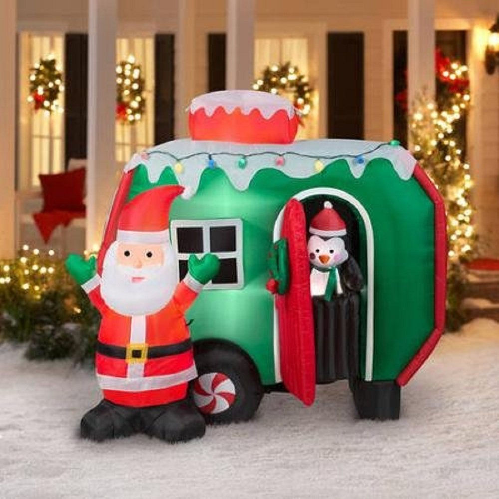 Fun 6' Animated Inflatable Santa and Pop Out Penguin RV Scene Christmas Infla...