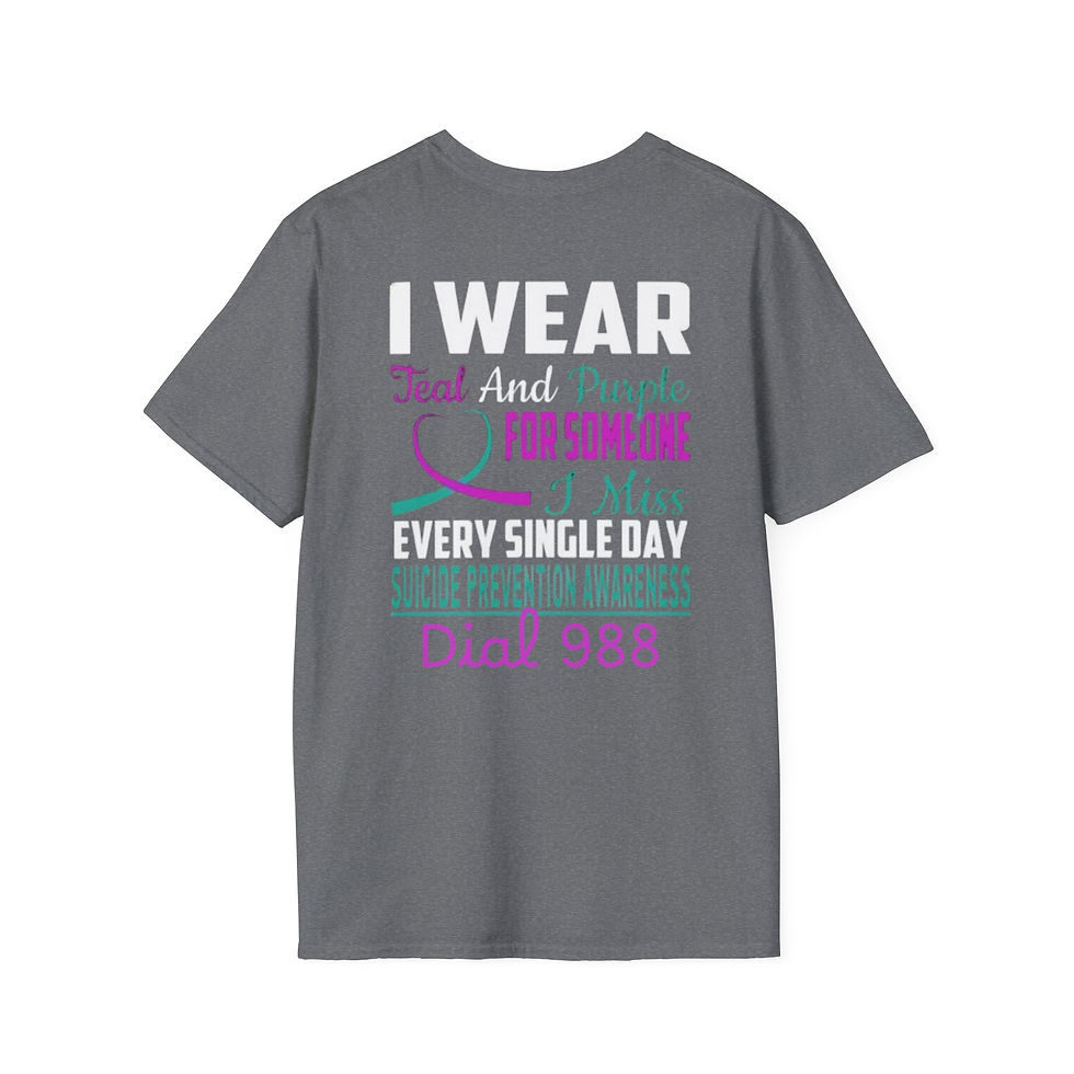 Thumbnail: Suicide Prevention Mental Health Teal & Purple Grief Awareness, Unisex Softstyle