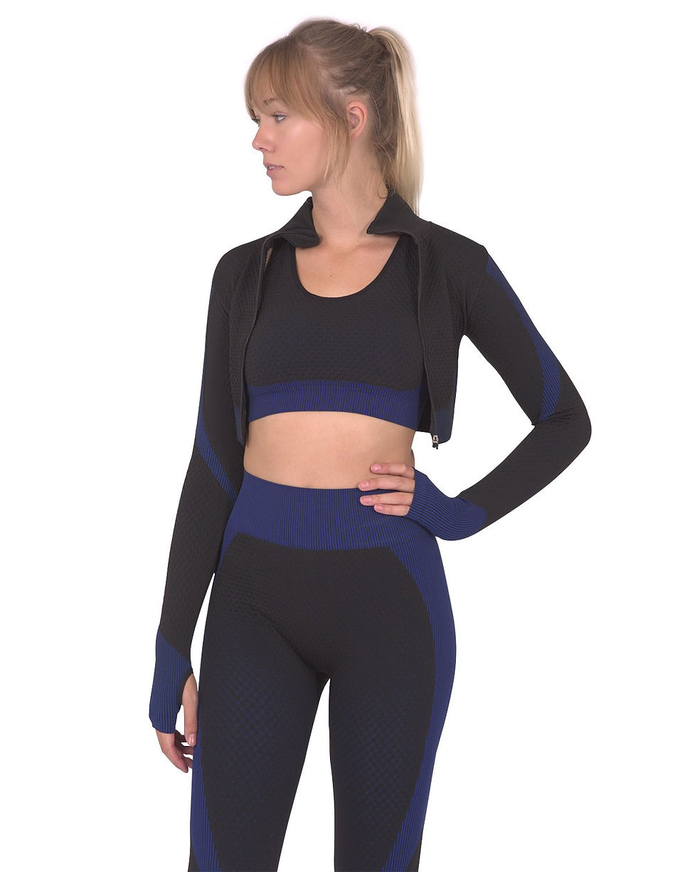 Thumbnail: Trois Seamless Sports Jacket - Black With Navy