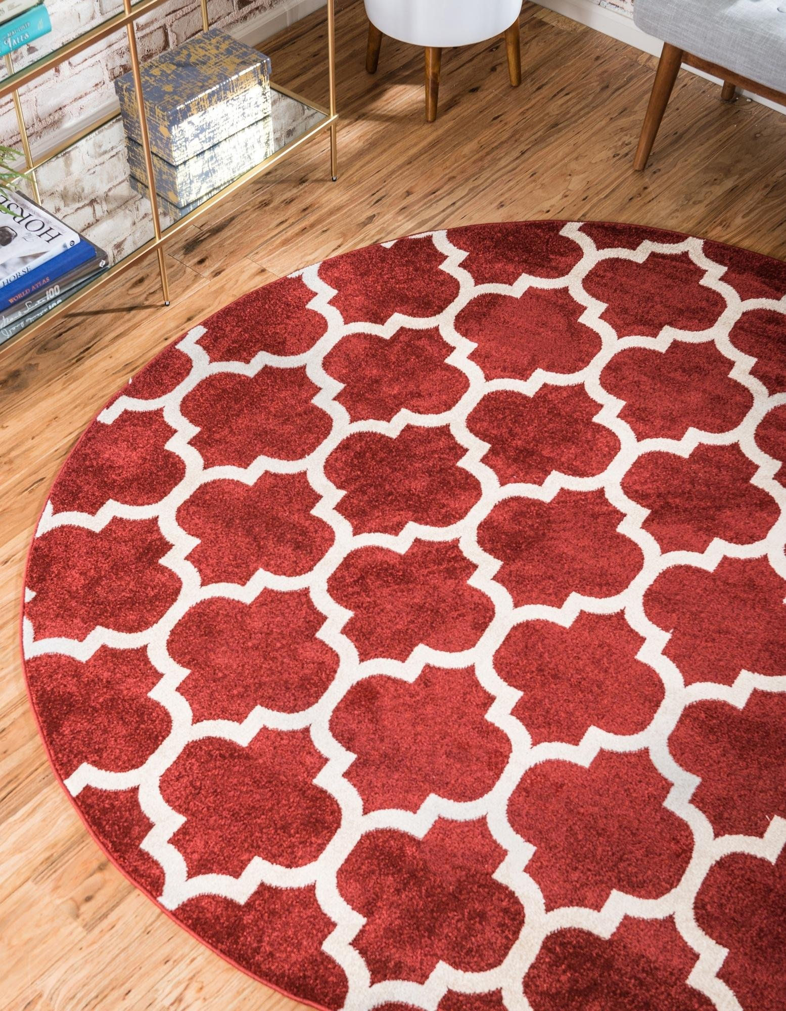Unique Loom Trellis Collection Area Rug - Philadelphia (8' Round Dark Terraco...