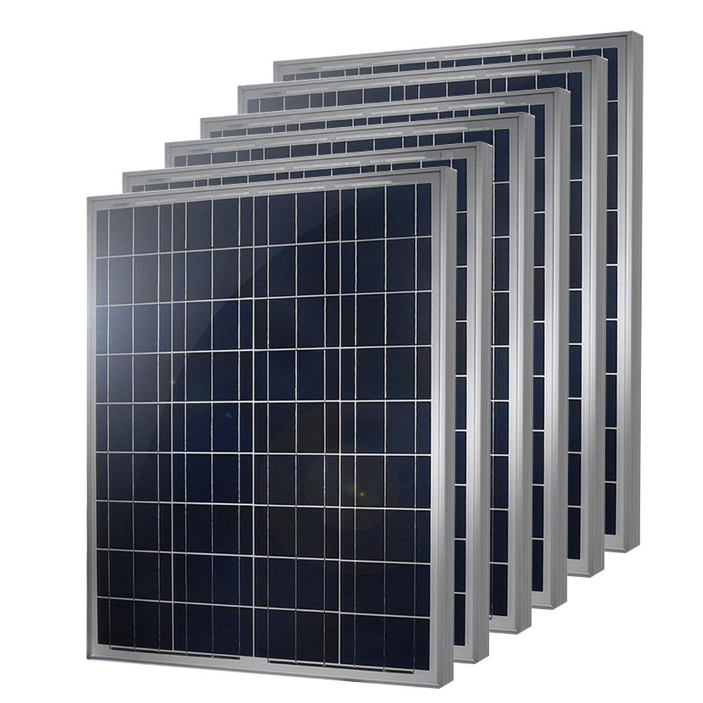 6 Pieces of HQST 100 Watt 12 Volt Polycrystalline Solar Panel