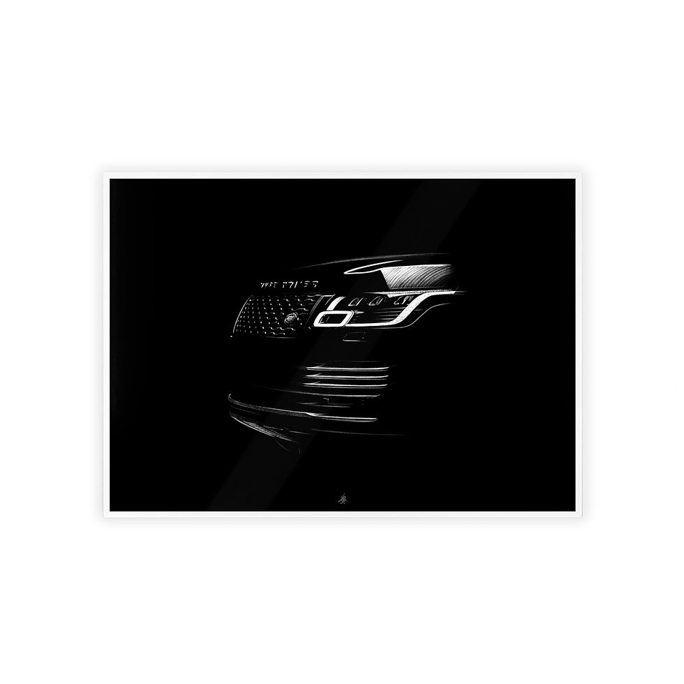 Miniature : Dessin Encadré Land Rover Range Rover, décoration suv, blanc