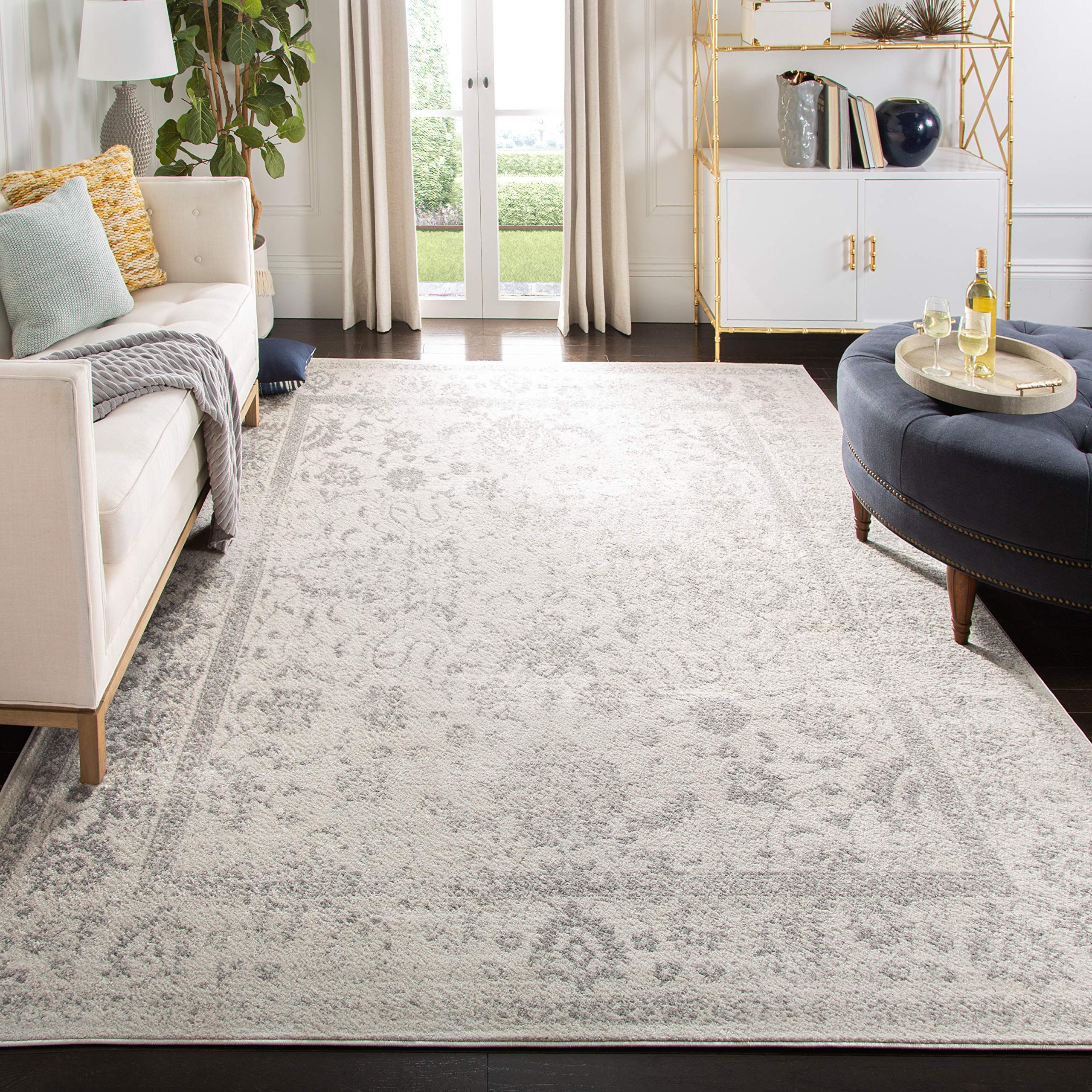 SAFAVIEH Adirondack Collection Area Rug - 9' x 12', Ivory & Silver, Oriental ...
