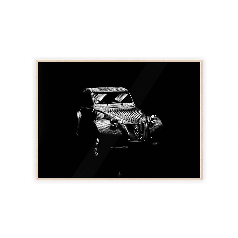 Thumbnail: Dessin Encadré Citroën 2CV, décoration collection, bois