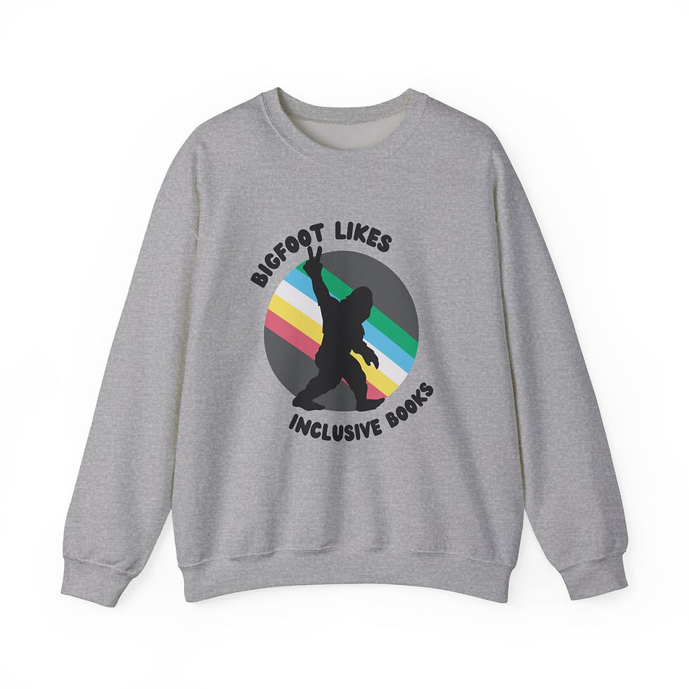 Thumbnail: Bigfoot Likes Inclusive Books Unisex Crewneck Sweatshirt