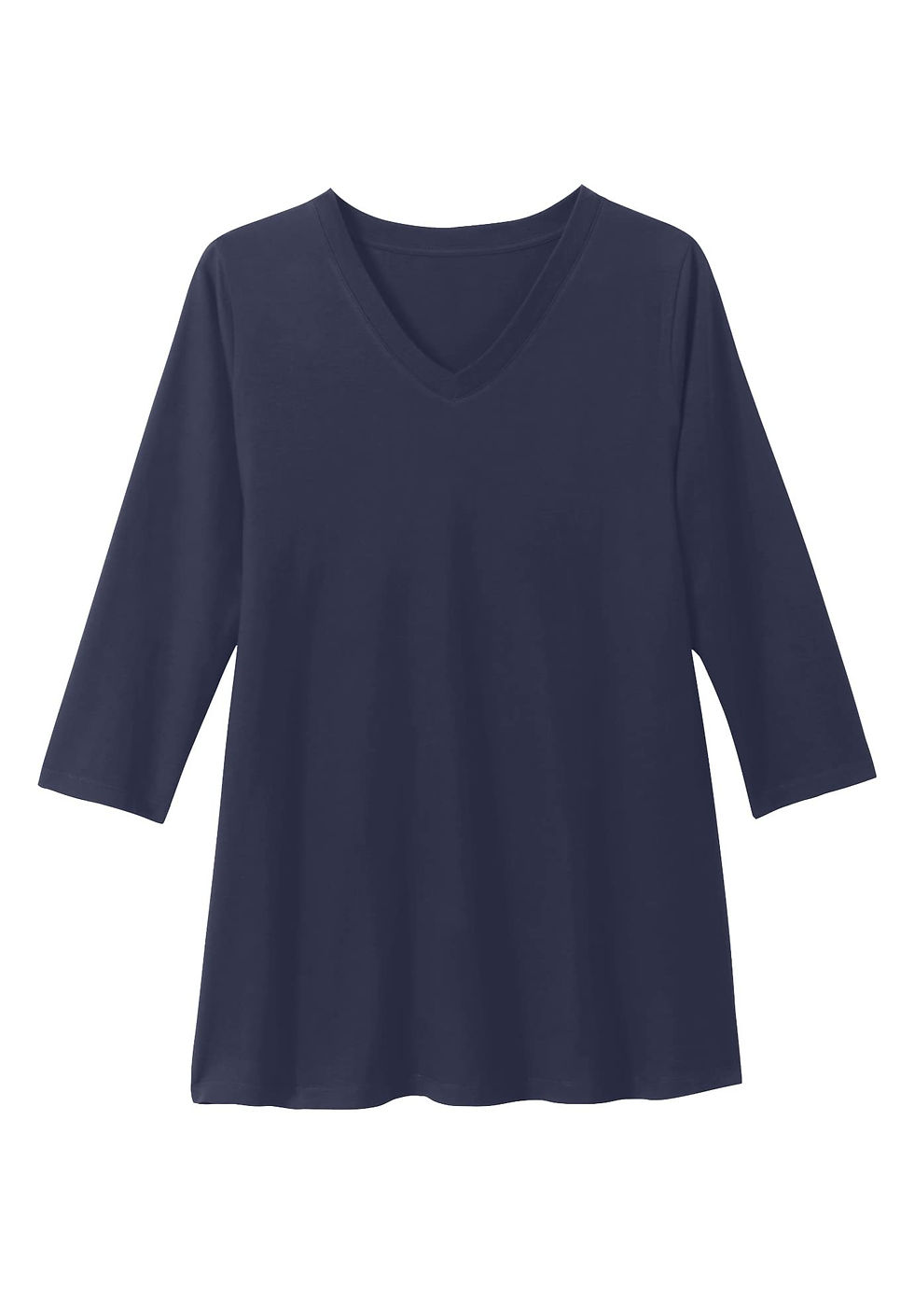 Thumbnail: Woman Within Plus Size Perfect Three-Quarter Sleeve V-Neck Tunic - M, Classic...