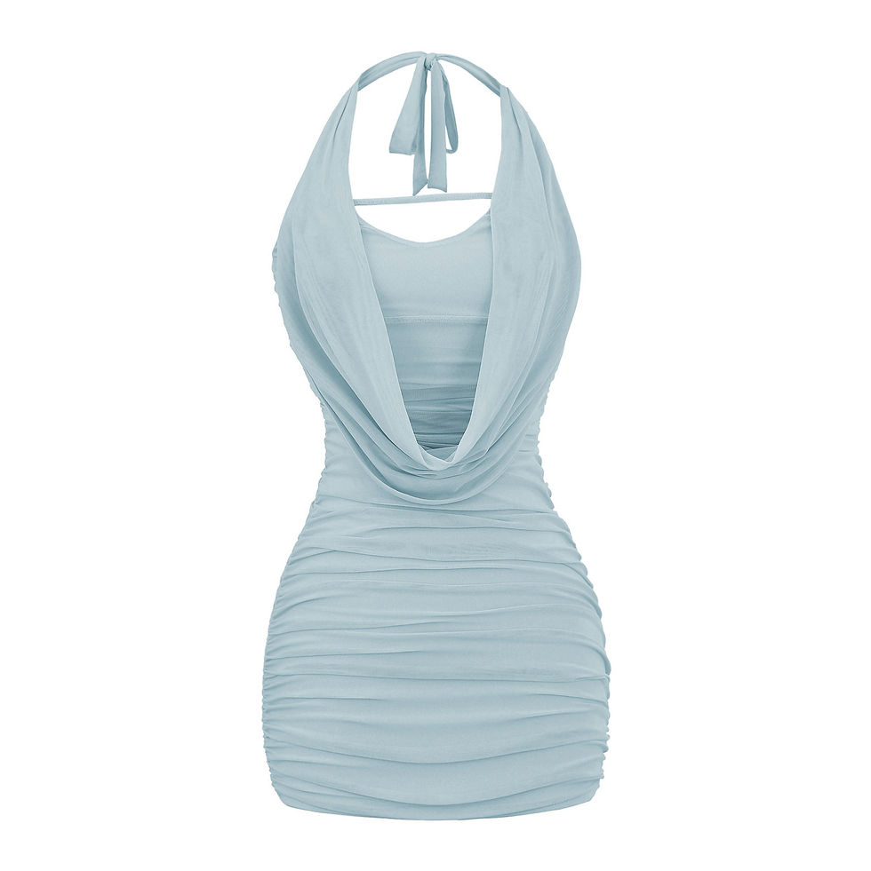 Thumbnail: New Women Dresses Mesh Hollow Out Stretch Fit Bodycon Dresses Halter Bandage Sex