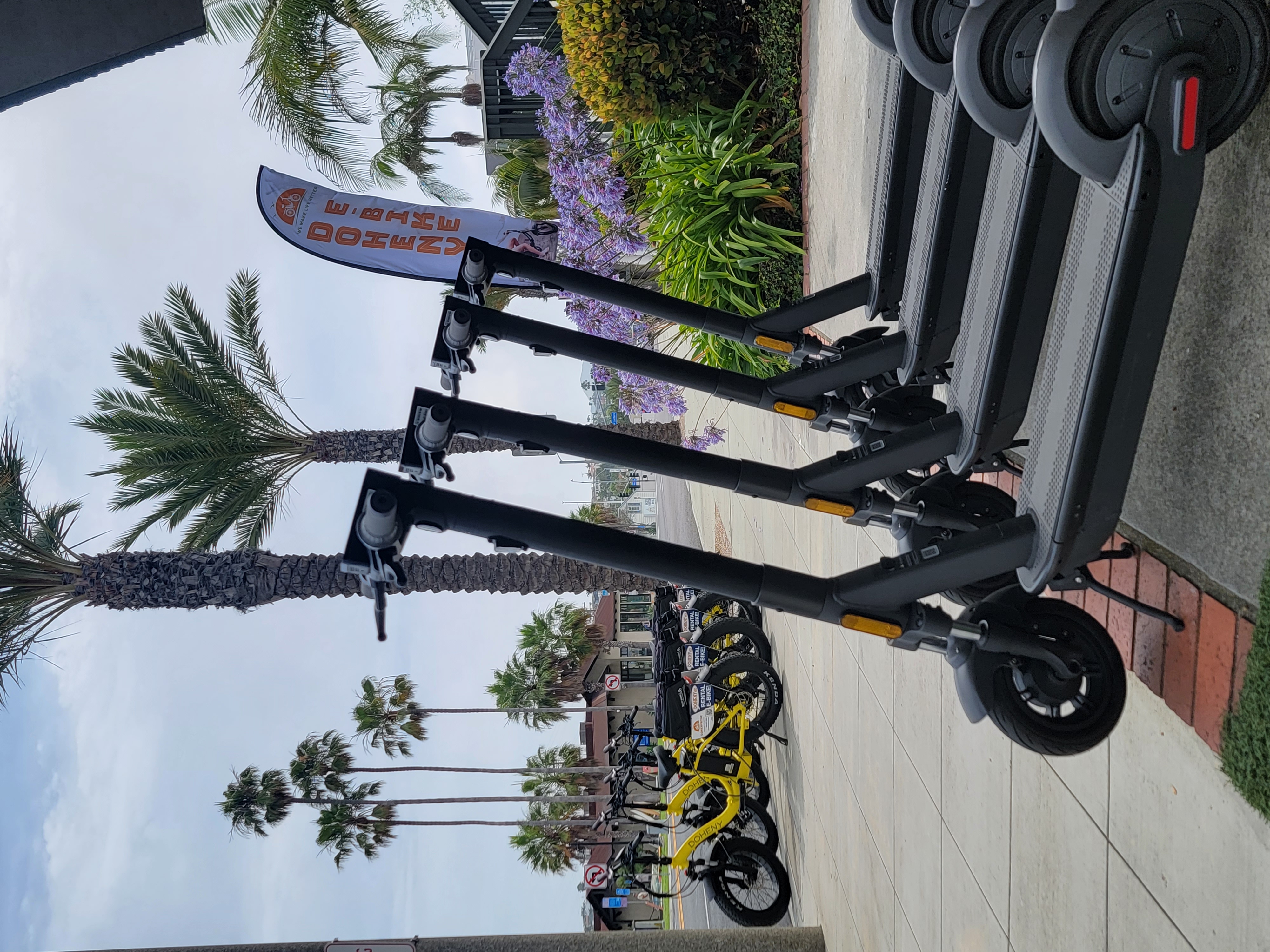 Electric scooter rentals are available on the Levy Electric app in Dana Point, CA starting at $12 per hour.  No reservation needed!
