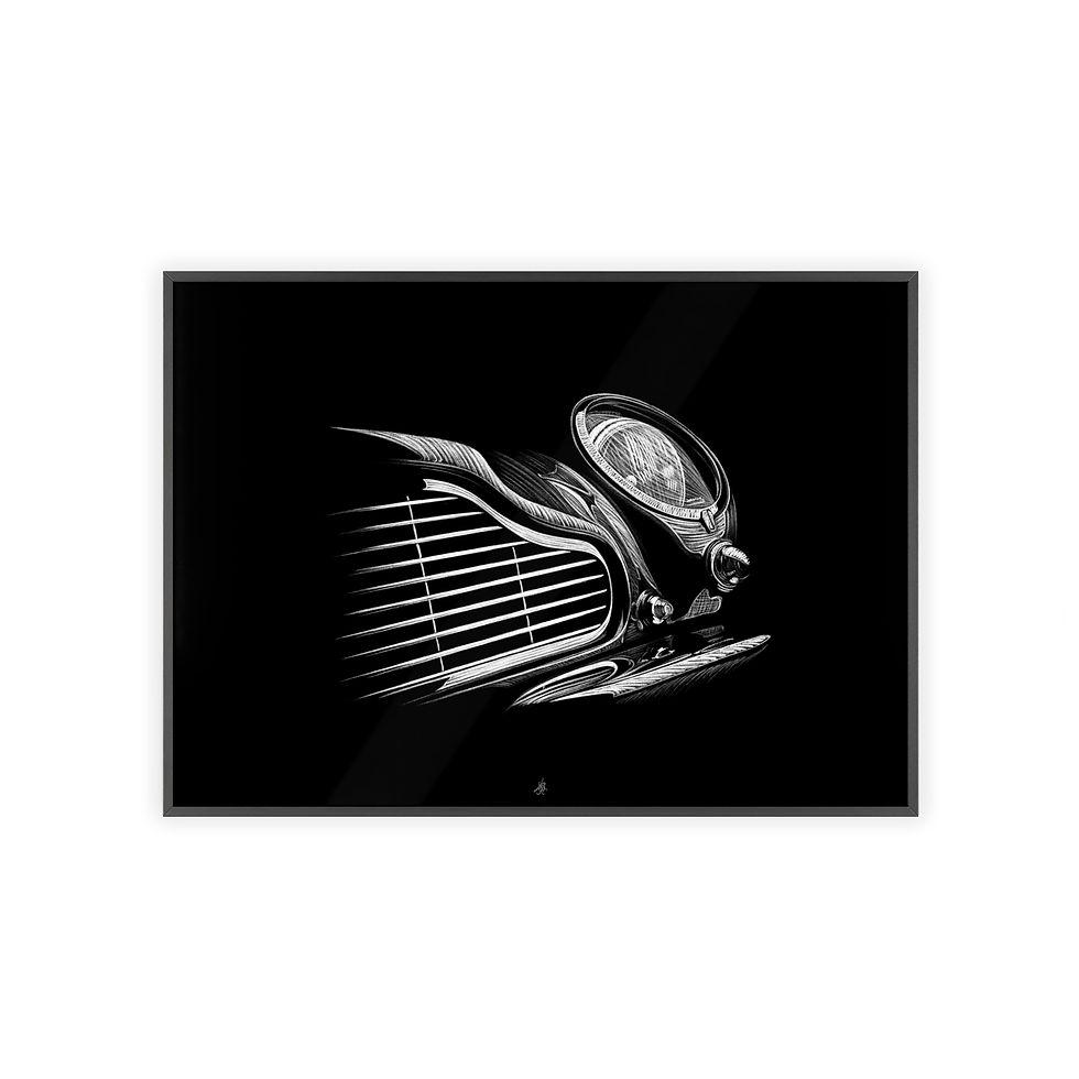 Miniature : Dessin Encadré Aston Martin, DB5, noir