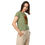 Thumbnail: Woman wearing green t-shirt with print, beige pants, posing, 3FoldLoveCo.