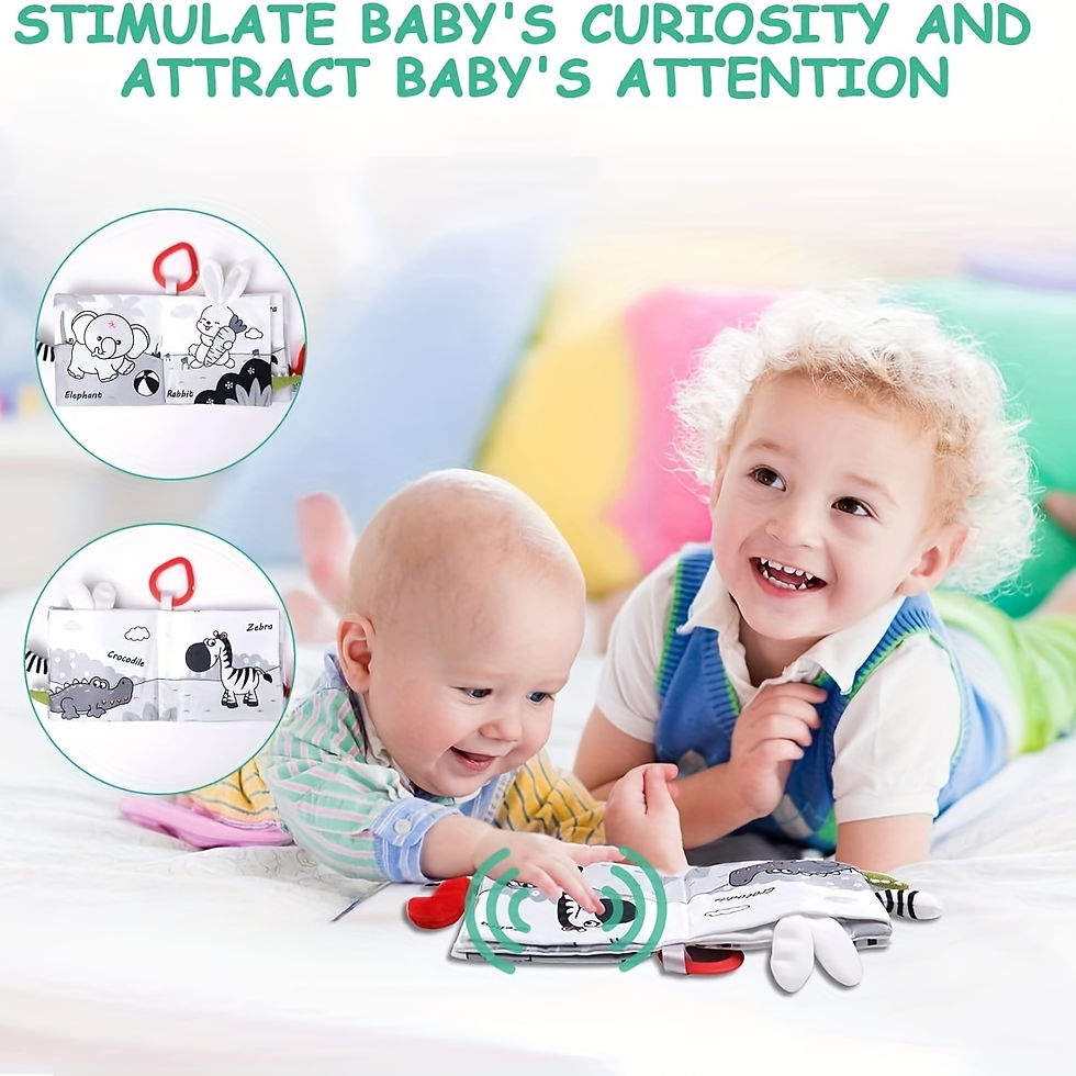 Thumbnail: 1pc BBSKY Soft Cloth Baby Book with 3D Animal Tails, Sensory Touch and Feel Educ