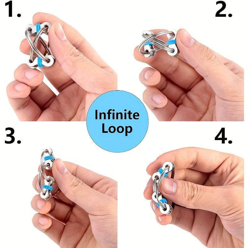 Thumbnail: 2pcs Bicycle Chain Fidget Toy Set, Six-Roller Chain and Key Flip Chain for Adult