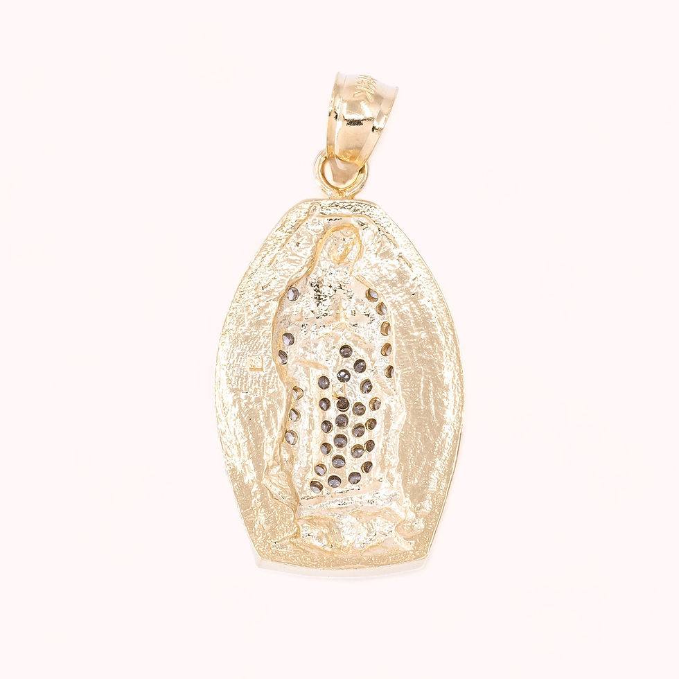 Thumbnail: 14K Gold Virgin Mary Cubic Zirconia Pendant