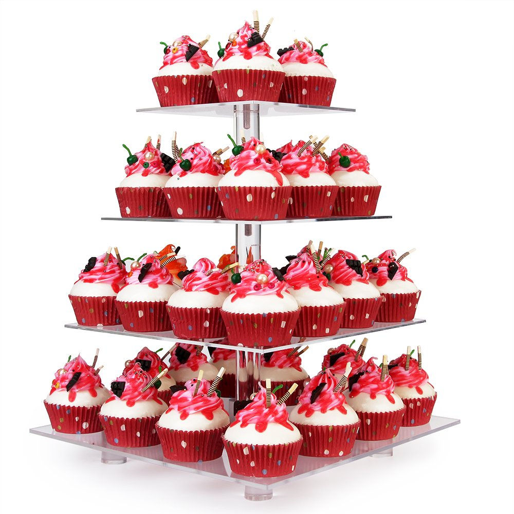 YestBuy Cupcake Stand, 4 Tier Acrylic Cupcake Tower Stand, Premium Cupcake Ho...