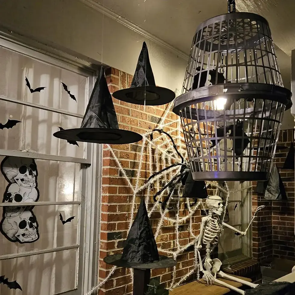 Thumbnail: 6/12Pcs Halloween Black Witches Hats With Rope Hanging Wizard Hats