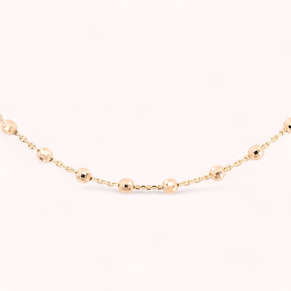 Thumbnail: 14K Solid Rose Gold Light Bead Station Chocker