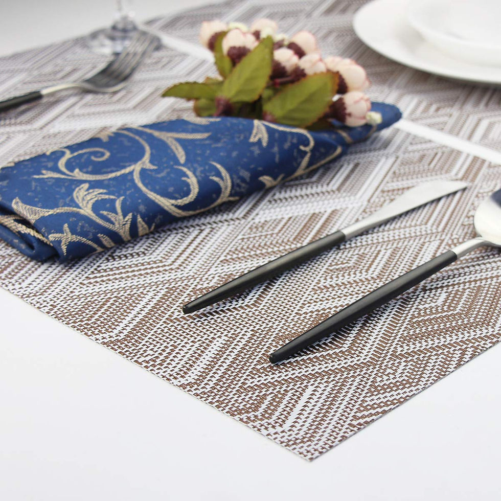 Thumbnail: pigchcy Placemats Set of 6 Washable Easy to Clean Placemats Plastic Vinyl Kit...
