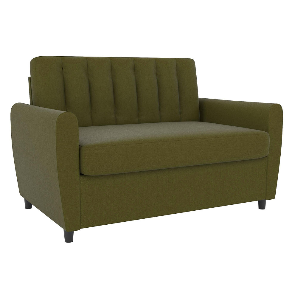 Thumbnail: Novogratz Brittany Loveseat Sofa Sleeper with Memory Foam Mattress, Green Lin...