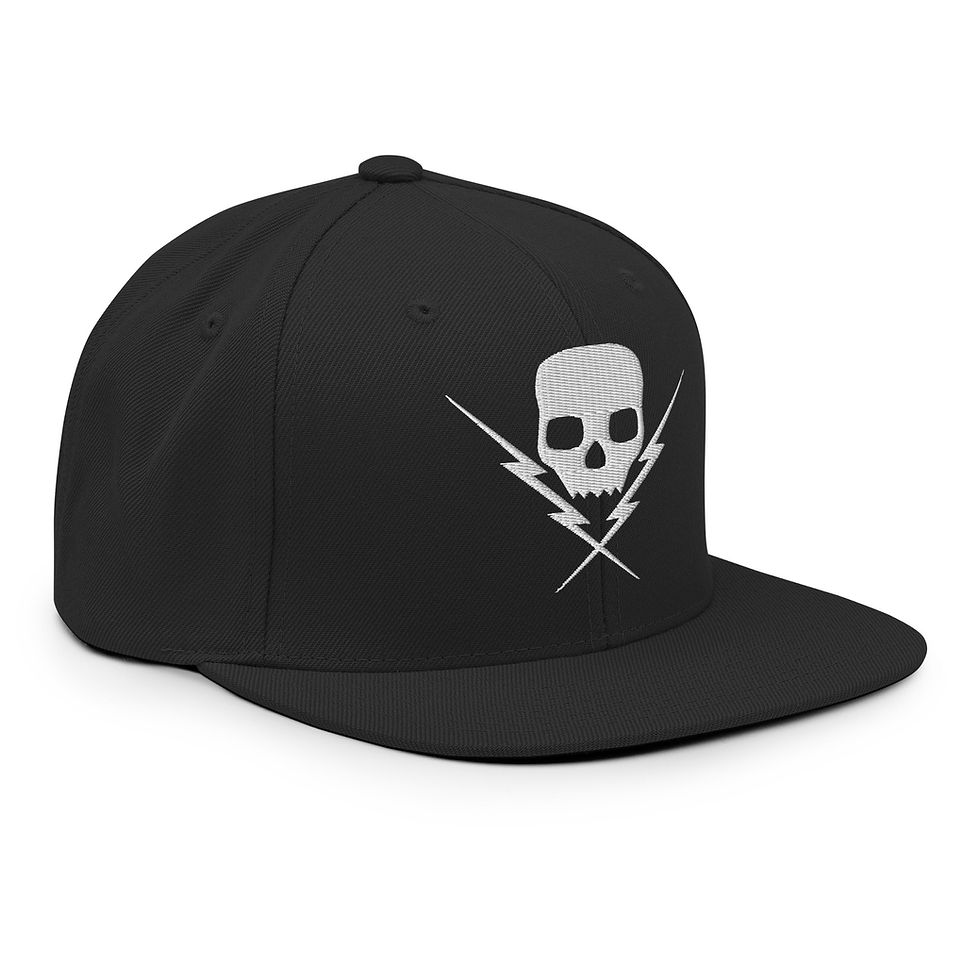 Thumbnail: Skull and Bolts embroidered Snapback Hat