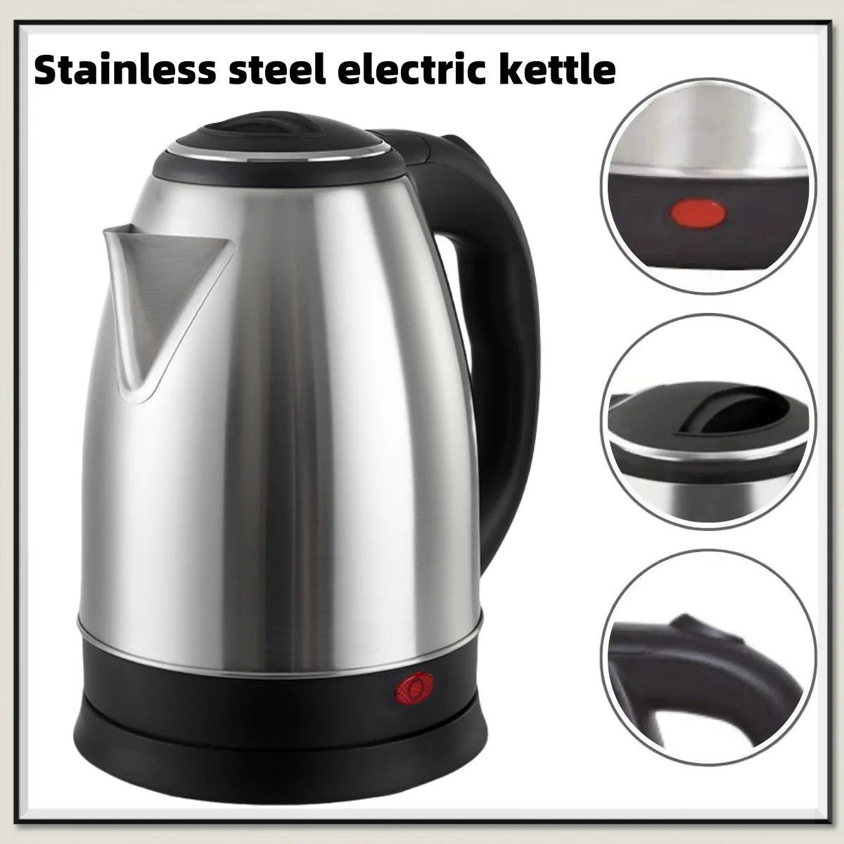 Portable 2L Stainless Steel Electric Kettle for Tea and Coffee