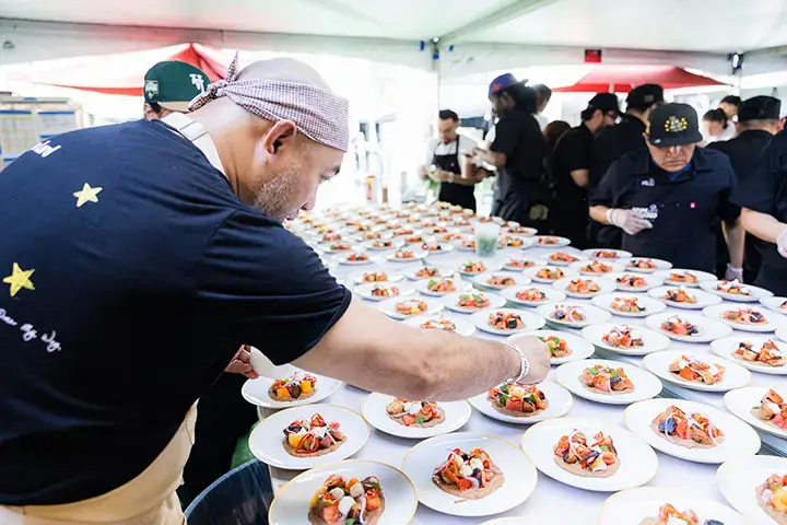 chef preparing food at Los Angeles event