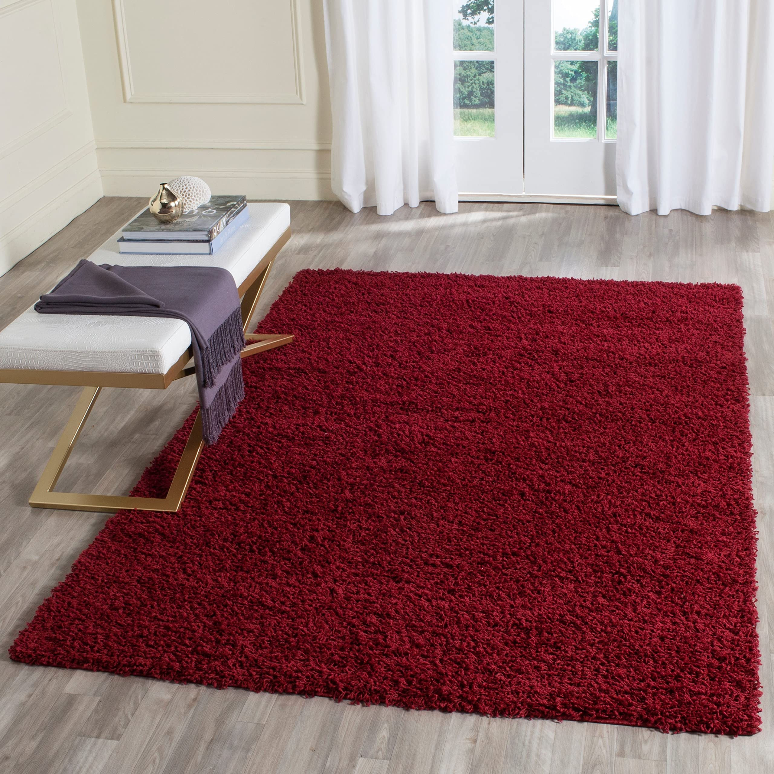 SAFAVIEH Area Rug 8x10 - Athens Shag Collection - Large - Red, Non-Shedding &...
