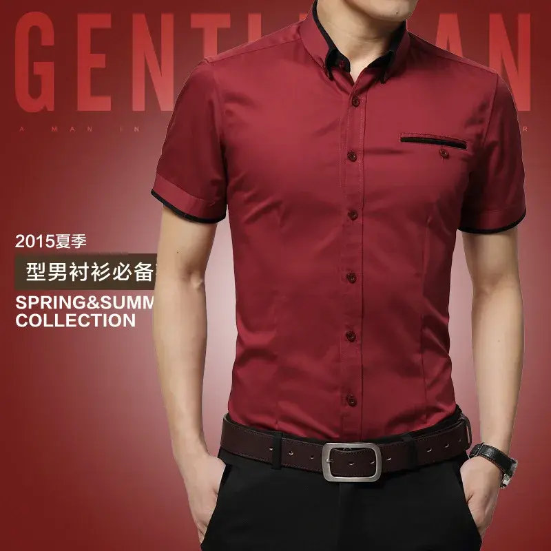 Miniatura: TFETTERS New Arrival Brand Men's Summer Business Shirt Short Sleeves Turn-Down