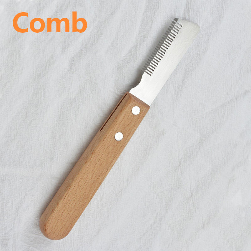 Thumbnail: New Professional Pet Hair Removal Knife Dog Comb Stainless Wooden Handle Strippi
