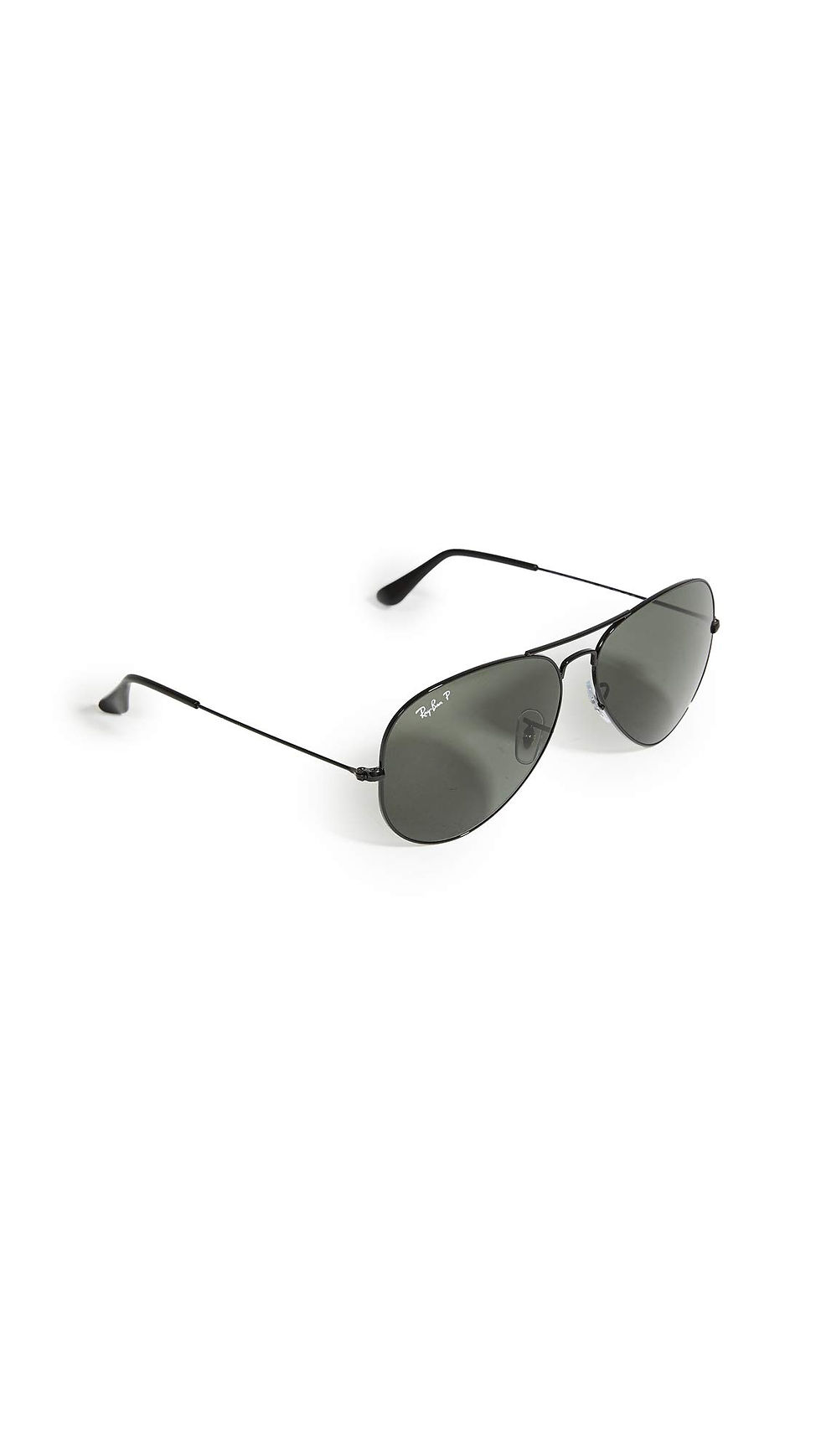 Thumbnail: Ray-Ban RB3025 Classic Aviator Sunglasses, Black/Polarized G-15 Green, 58 mm