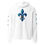 Thumbnail: White Fleur De Lis- Unisex hoodie with blue fleur-de-lis and sleeve details. 3FoldLoveCo