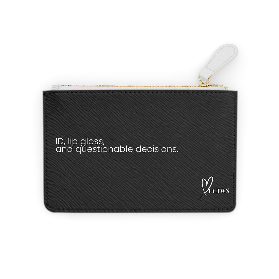 ID, Lip Gloss & Chaos Clutch — Hot Mess CEO Edition