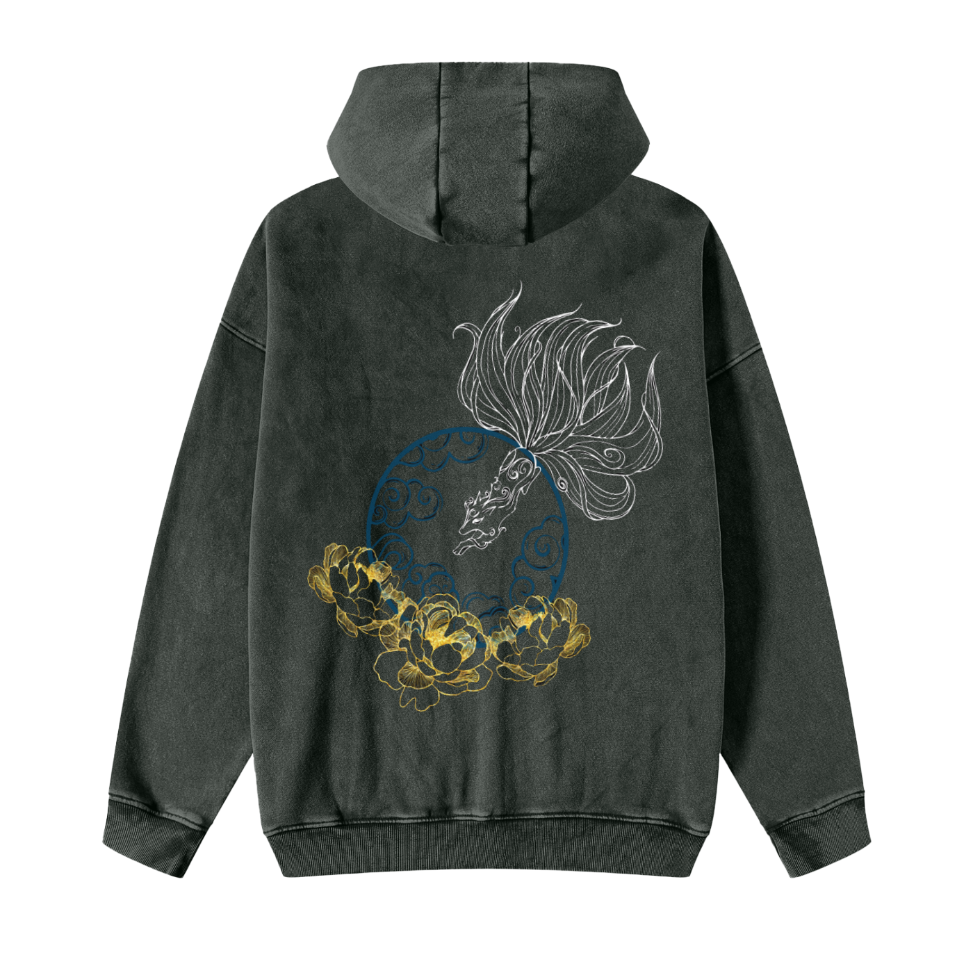 Snow Washed Zip-Through Fleece Hoodie