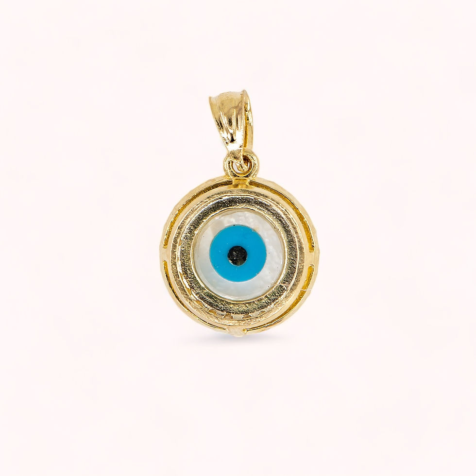14K Blue Round Eye Charm Pendant
