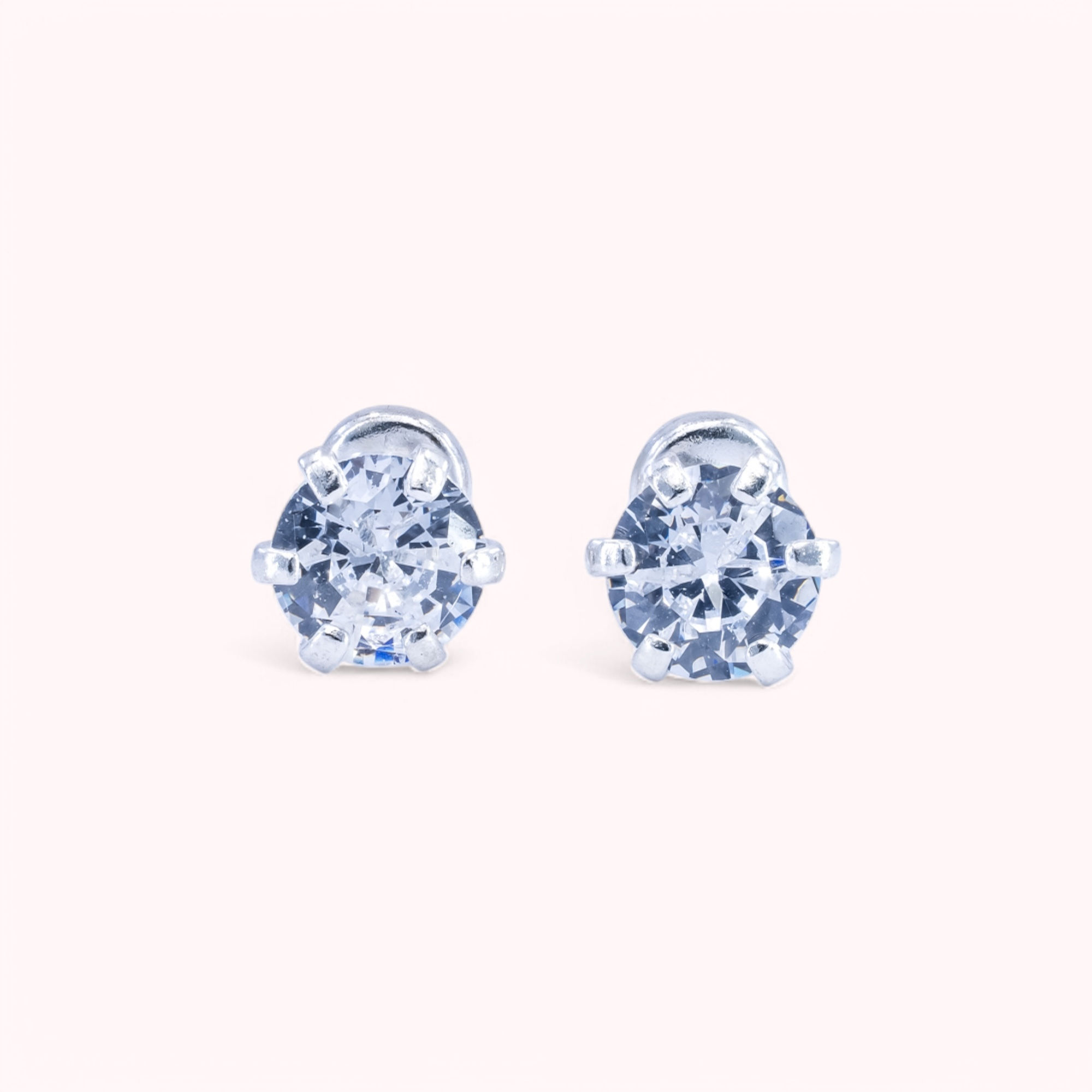Silver Sparkle Stud Medium Earrings