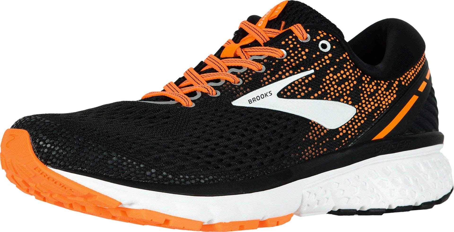 Brooks Mens Ghost 11 Running Shoe - Black/Silver/Orange - D - 12.0
