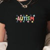 Thumbnail: Autism puzzle piece design women's fashion short t-shirt