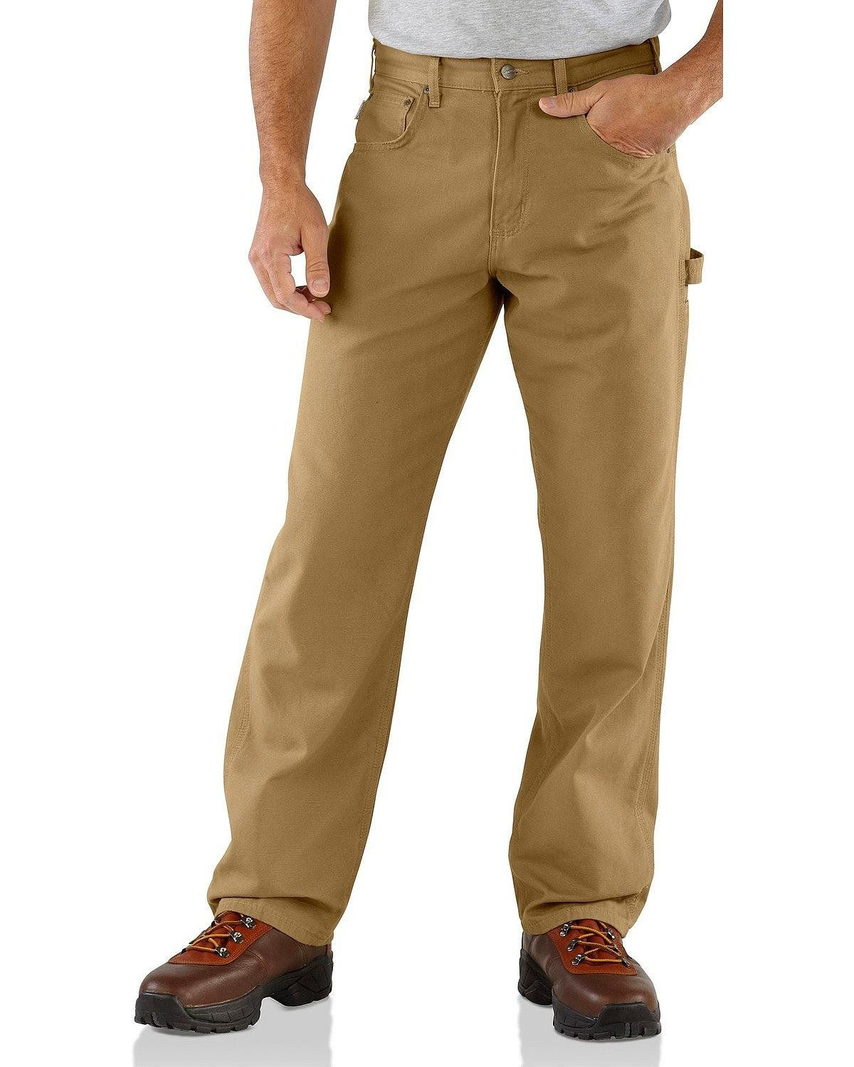 Carhartt Men's Loose Fit Canvas 5-Pocket Utility Work Pant, Golden Khaki, 32 ...