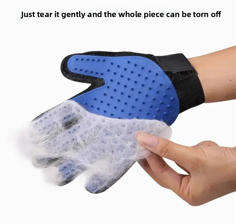 Thumbnail: TPR Material Pet Grooming Gloves Hair Removal Mitt For Dogs Cats Bath Brush Mass